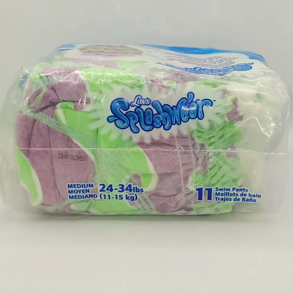 New Luvs Splashwear Toddler Swim Pants Sz Medium 24-34 lb Child 11 Pk Sealed Vtg